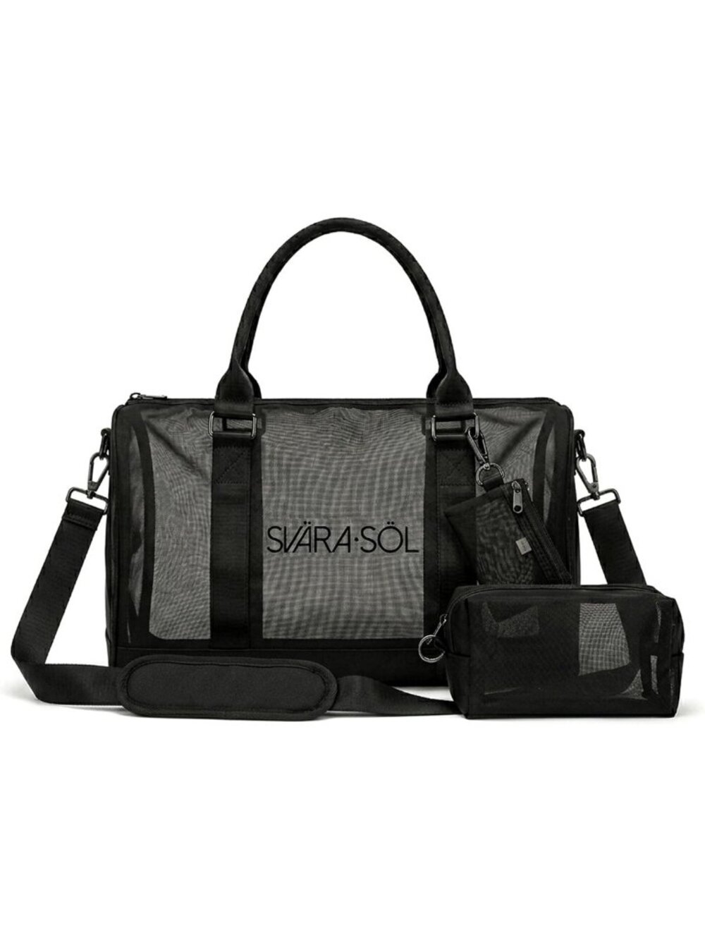 Black XL Mesh Duffle Bag with Coin Purse & Toiletry Bag - Perfect for Gym